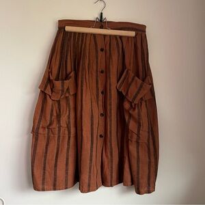 Vintage Orange Black Striped Skirt Medium